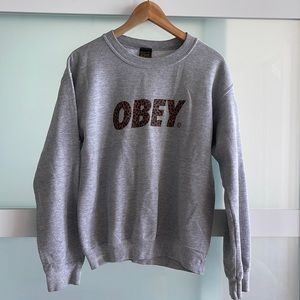 Obey Cheetah Print Crewneck size small